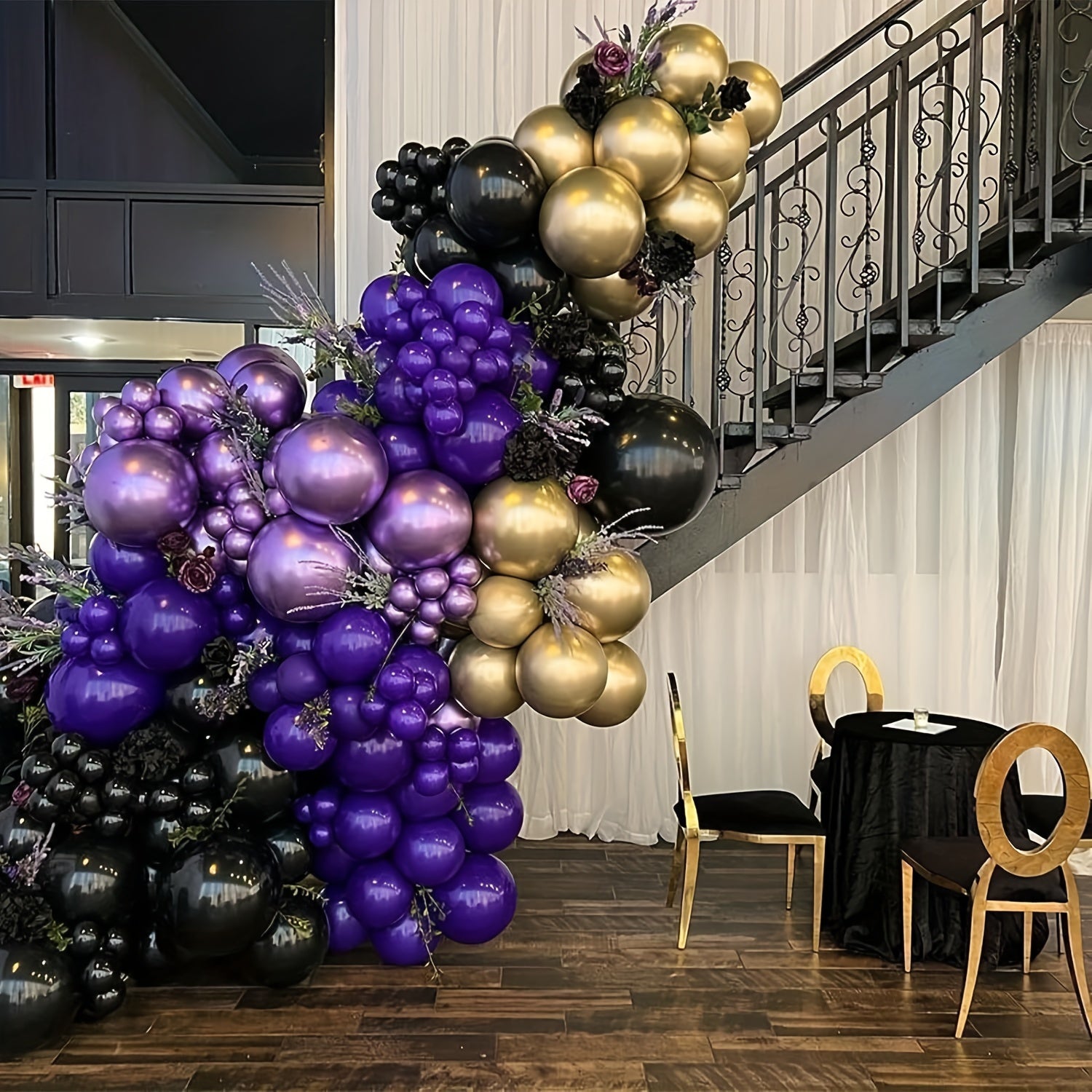 61pc Purple Balloon Set - 30 Confetti Balloons, 25 Metallic Balloons, Ribbon