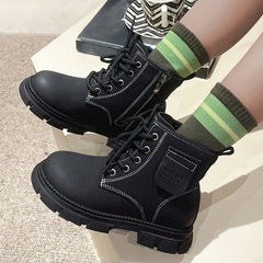 Boys Lace Up Zipper Boots, Non Slip, Comfortable, Indoor/Outdoor, Autumn/Winter