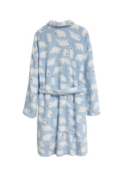 Polar Bear Flannel Shawl Collar Bathrobe