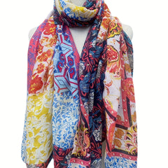 Hot Stamping Scarf Boho Flower Print Headwrap Casual Shawl Women