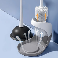 Toilet Plunger & Brush Set with Stand for Bathroom Cleaning