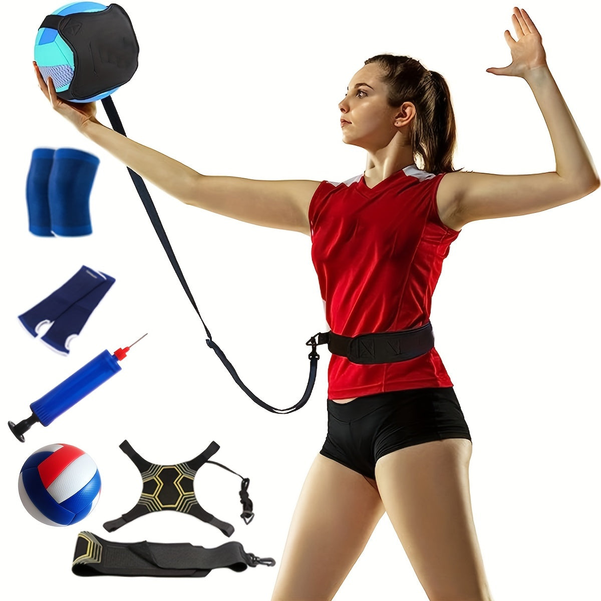 Volleyball Training Set: Belt, Ball, Knee Guards, Wrist Guard