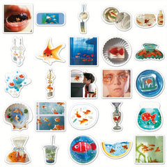 50pcs Goldfish Ins Wind Fun Cartoon Stickers Self Adhesive Vinyl Decals