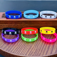 9pcs Skull Silicone Sports Bracelets Elastic Men's Jewelry Gift