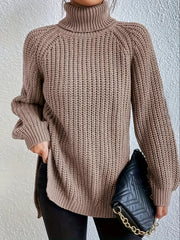 Casual Sweater Women's Plus Solid Color Turtle Neck Jumper