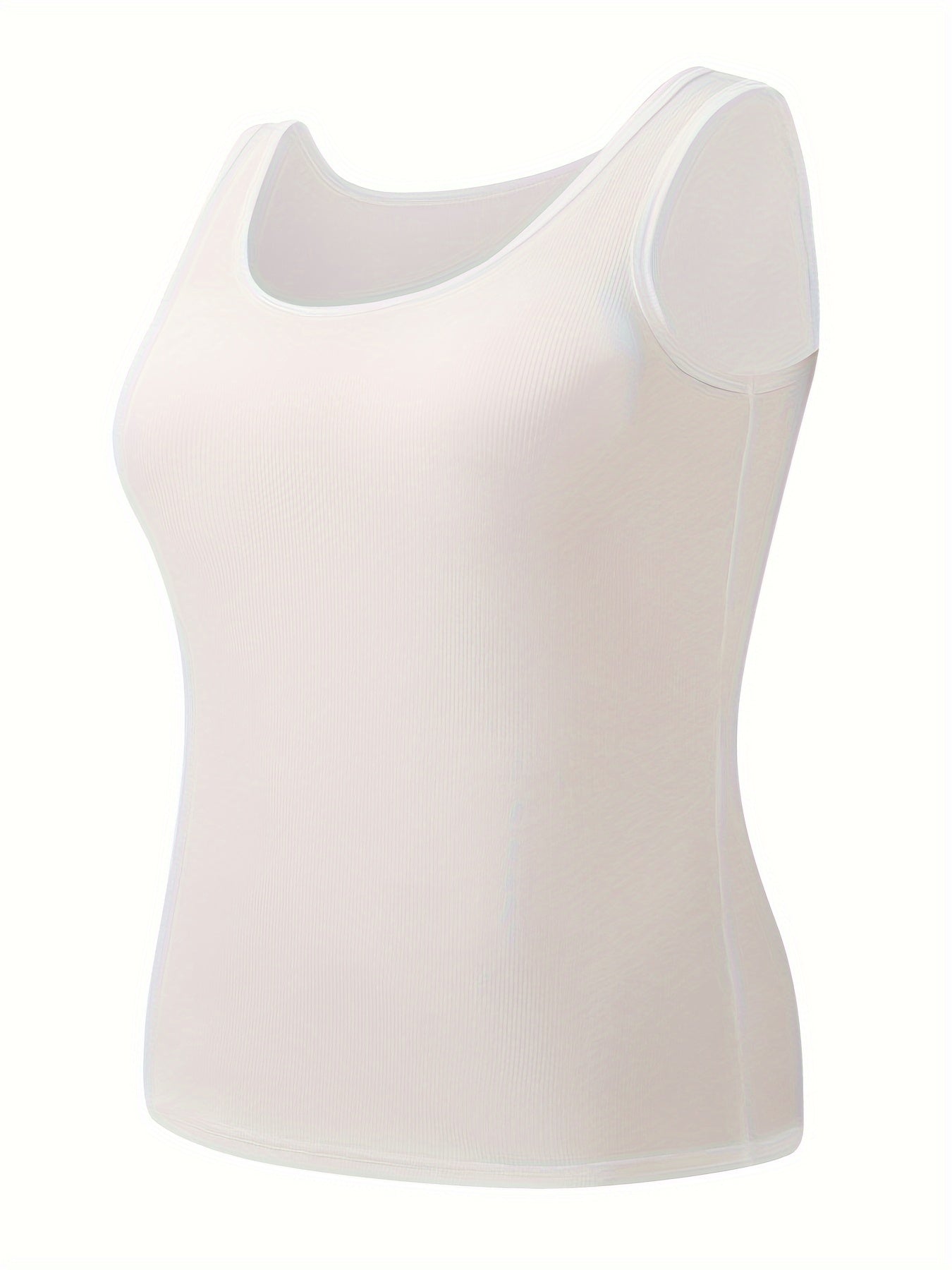 Solid Tank Top for Women Round Neck High Stretch Casual Loungewear