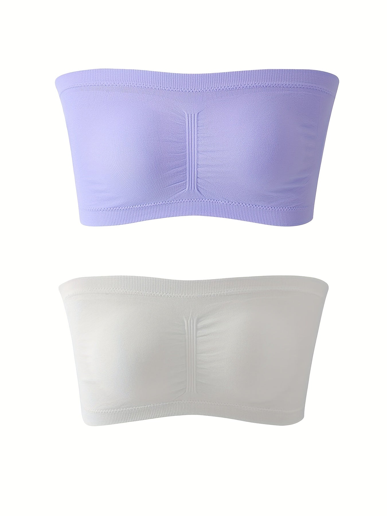 2pcs Seamless Strapless Bandeau Bras Soft Stretch Lingerie & Underwear