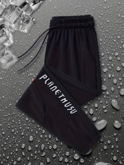 Boys Letter Graphic Quick drying Trousers Drawstring Waist Thin Casual Sport Jog
