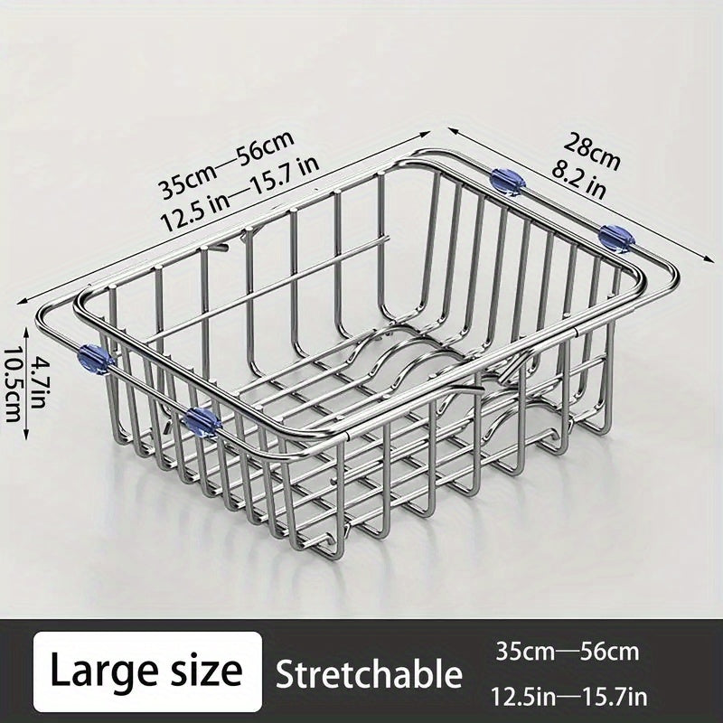 Retractable Stainless Steel Drain Basket Sink Rack