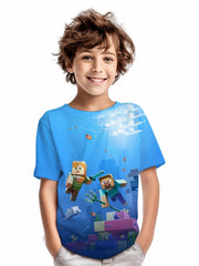 Deep Sea Pattern Kid's T shirt Cartoon Boy Print Short Sleeve Top