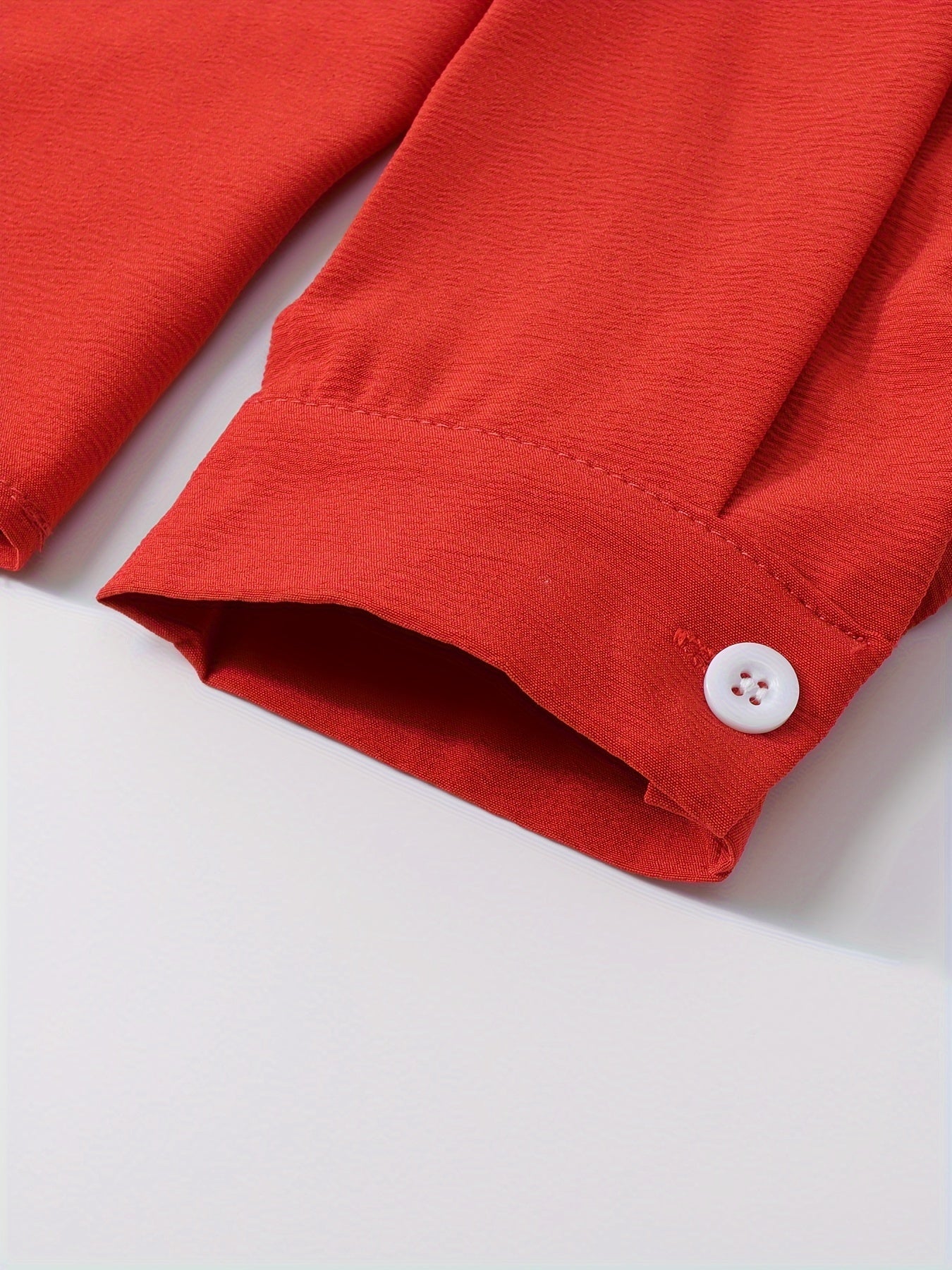 Casual Blouse Women's Plus Solid Button Up Long Sleeve