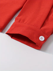 Casual Blouse Women's Plus Solid Button Up Long Sleeve