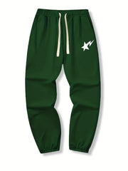 Shooting Star Print Drawstring Sweatpants Loose Fit Pants