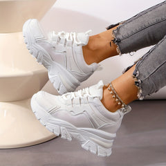Thick Sole Shock Absorption Sports Sneakers, Inner Heighten Casual Walking Shoes
