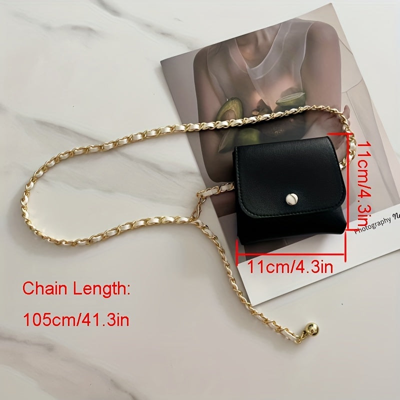 Braided Chain Belt with Detachable Waist Bag for Women