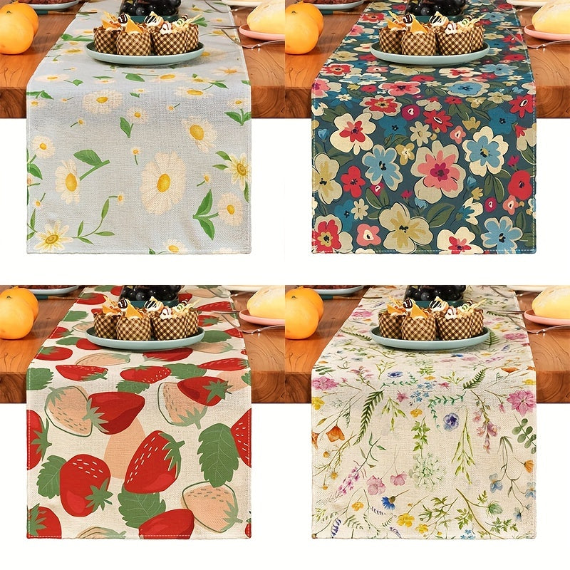 Poly Floral Print Table Runner Kitchen Dining Decor Linen Christmas Square