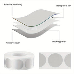 300pcs Round Scratch Label Stickers Self Adhesive Silvery