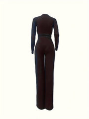 Solid Long Sleeve Ruched Top & Pants Set