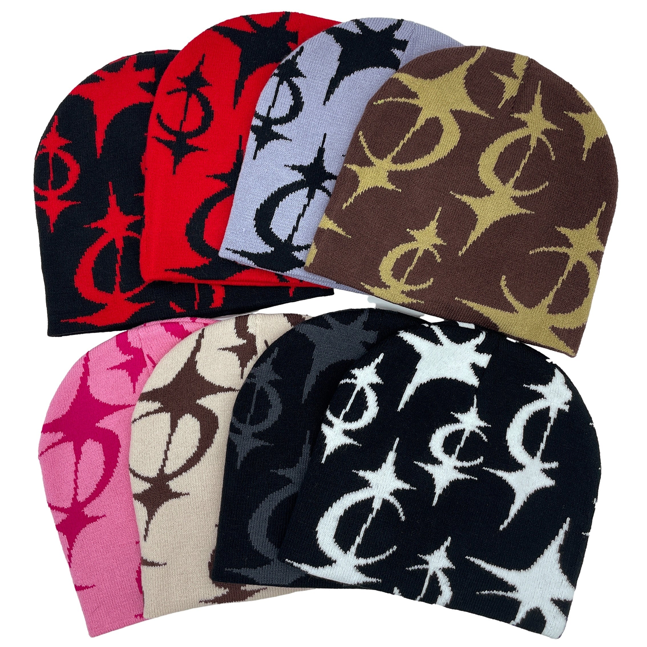 Y2K Star Pattern Knitted Hat Warm Beanie Hat Hip Hop Hat