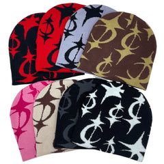 Y2K Star Pattern Knitted Hat Warm Beanie Hat Hip Hop Hat