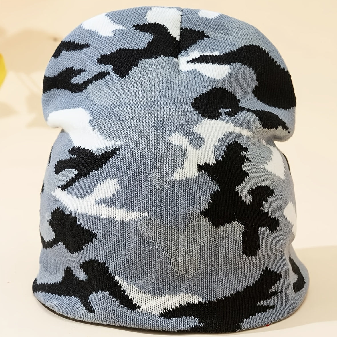 Y2K Gothic Camouflage Jacquard Wool Acrylic Knitted Hat Women Beanie
