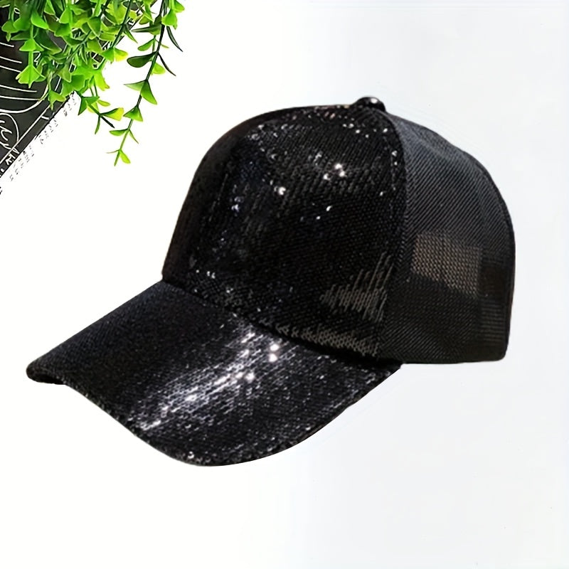 Sequin Hip Hop Baseball Cap Trucker Hat For Women