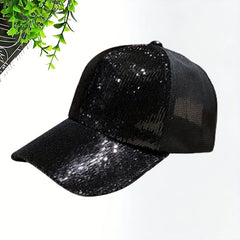 Sequin Hip Hop Baseball Cap Trucker Hat For Women
