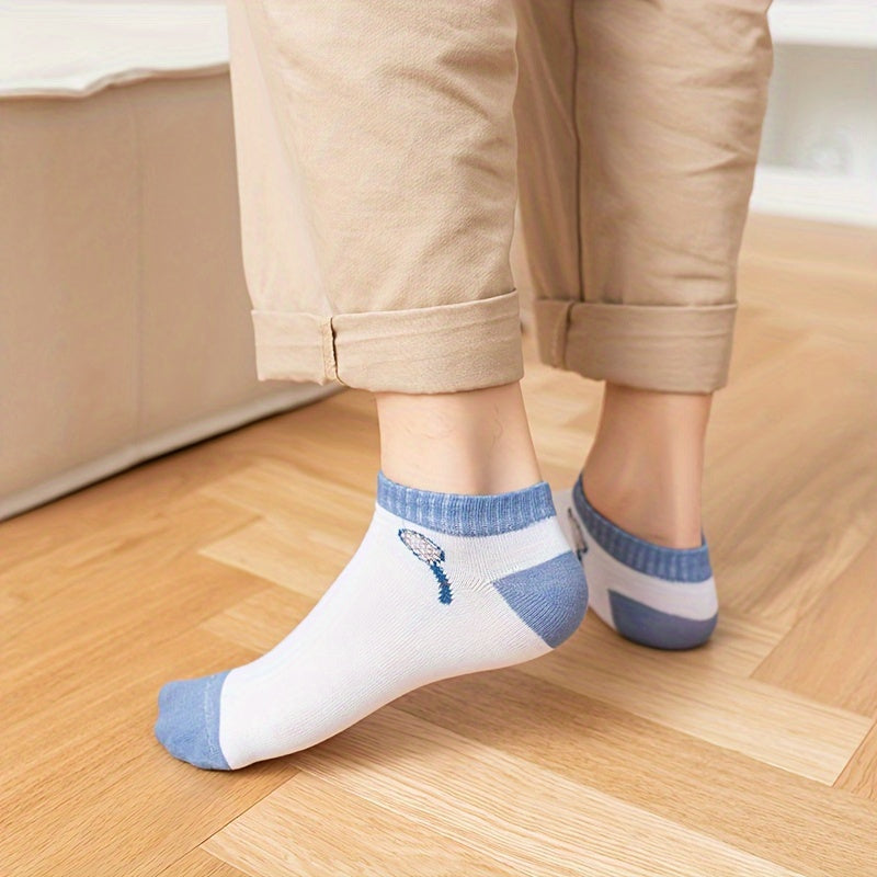 5 Pairs Striped Ankle Socks Men's Breathable Casual Sports Socks