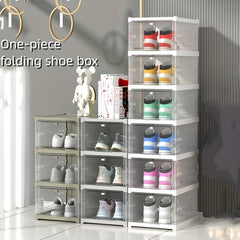 6 Layer Plastic Shoe Rack Box With Door Shoe Storage Box Dust proof Shoe Cabinet