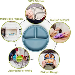 Silicone Baby & Toddler Plate with Suction Cup - Microwave & Dishwasher Safe