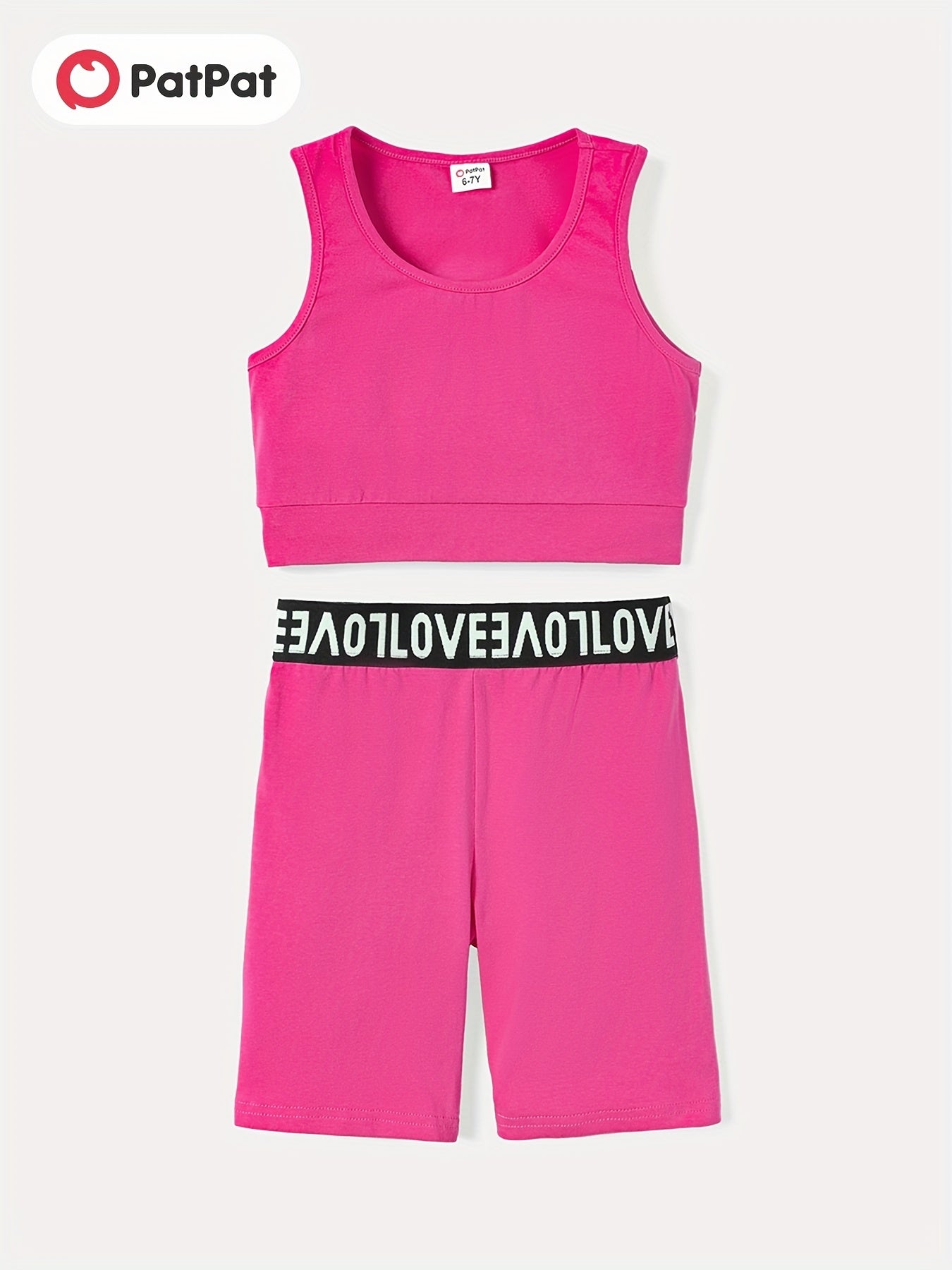 Kids 2pcs Cotton Tank Top & Webbing Shorts Set