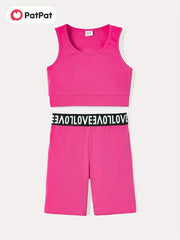 Kids 2pcs Cotton Tank Top & Webbing Shorts Set