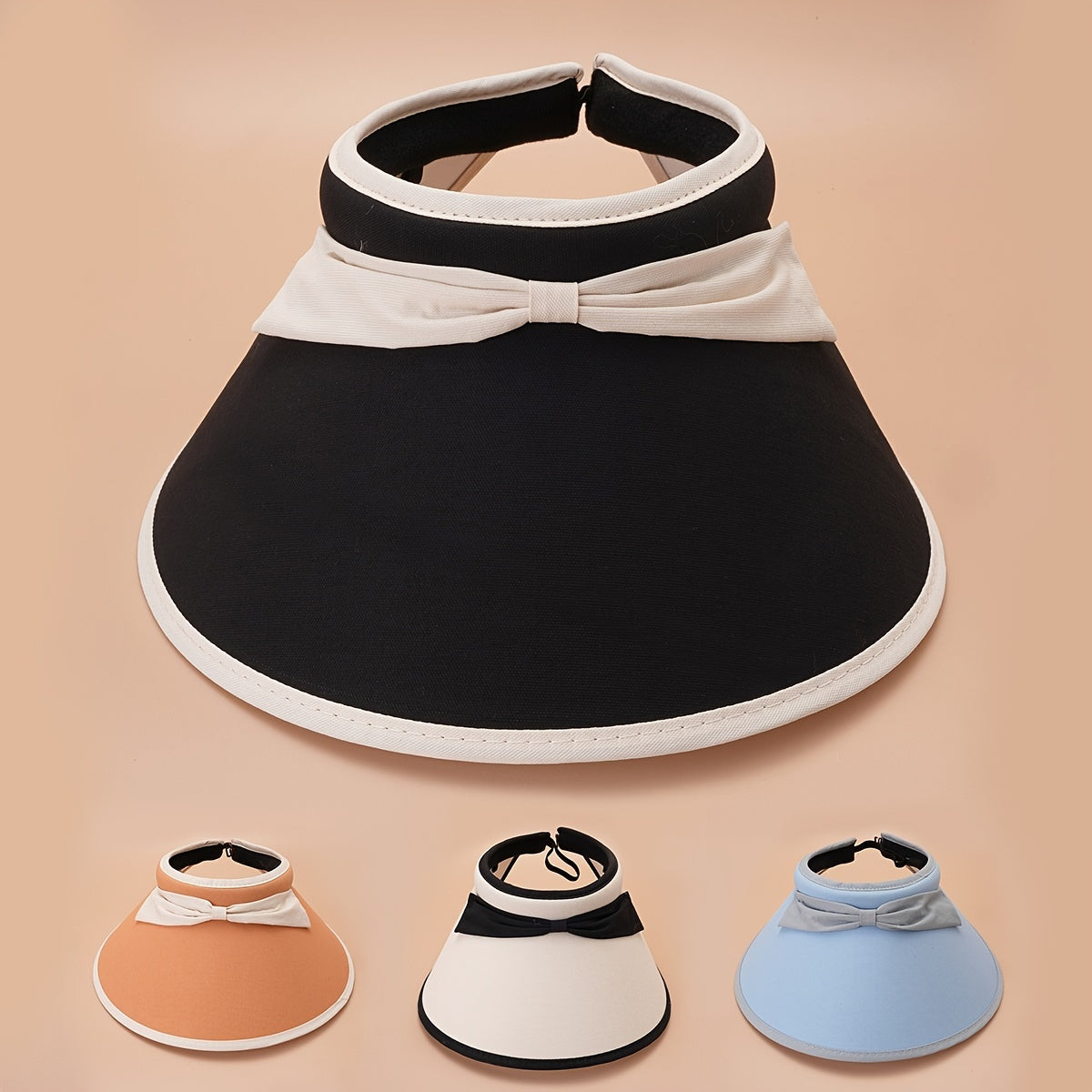 Wide Brim Block Visors Bow Sun Hats Cotton Blend Sunscreen UV Protection