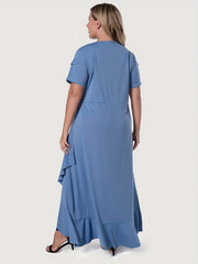 Surplice Neck Short Sleeve Maxi Dress