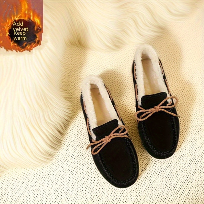 Women's Plush Lined Thermal Slip On Loafers Shoes Keep Warm