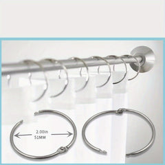 10pcs Shower Curtain Rings Silvery Hooks Bathroom Shower Rods