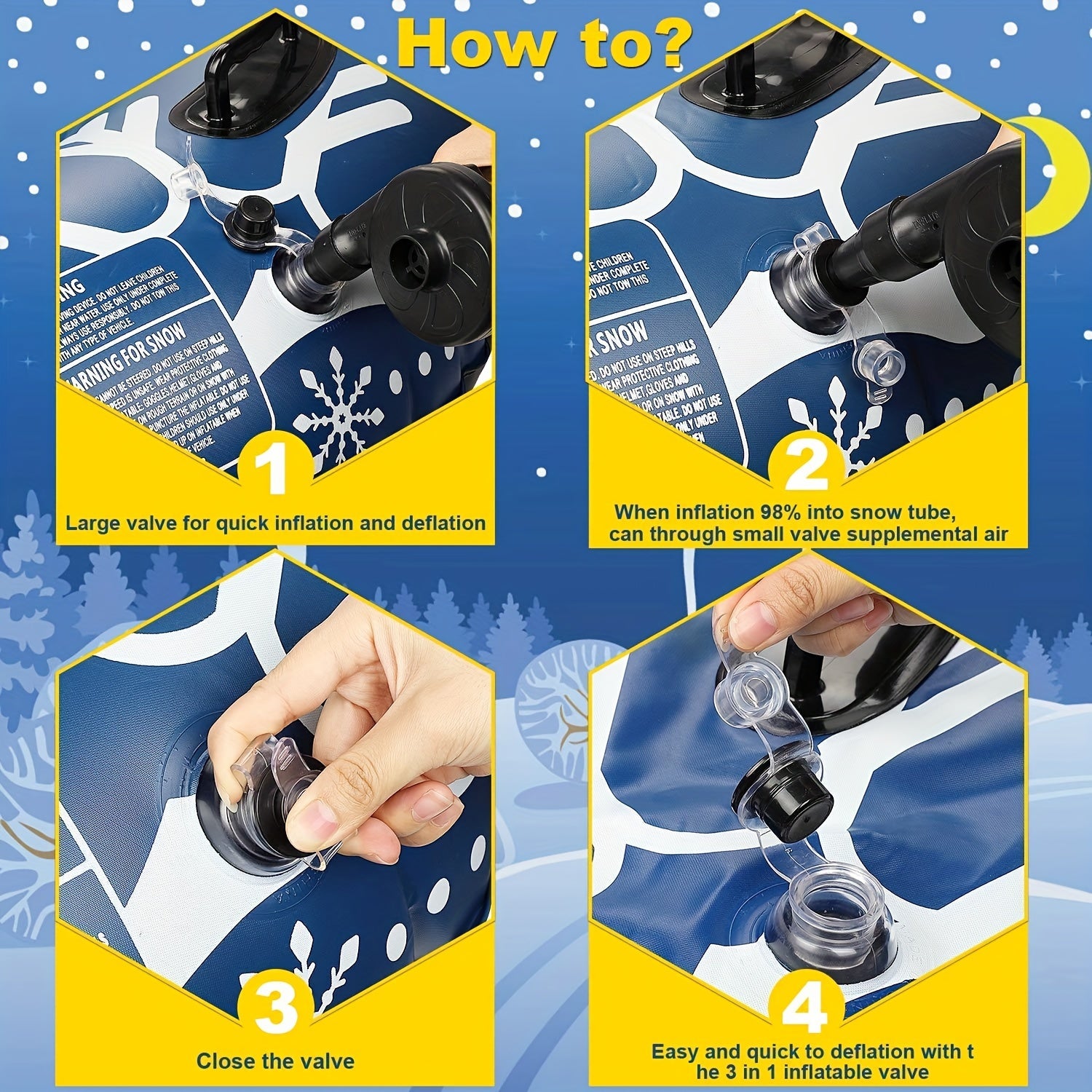 1pc Inflatable Snow Tube Heavy Duty Winter Outdoor Fun Snow Toy