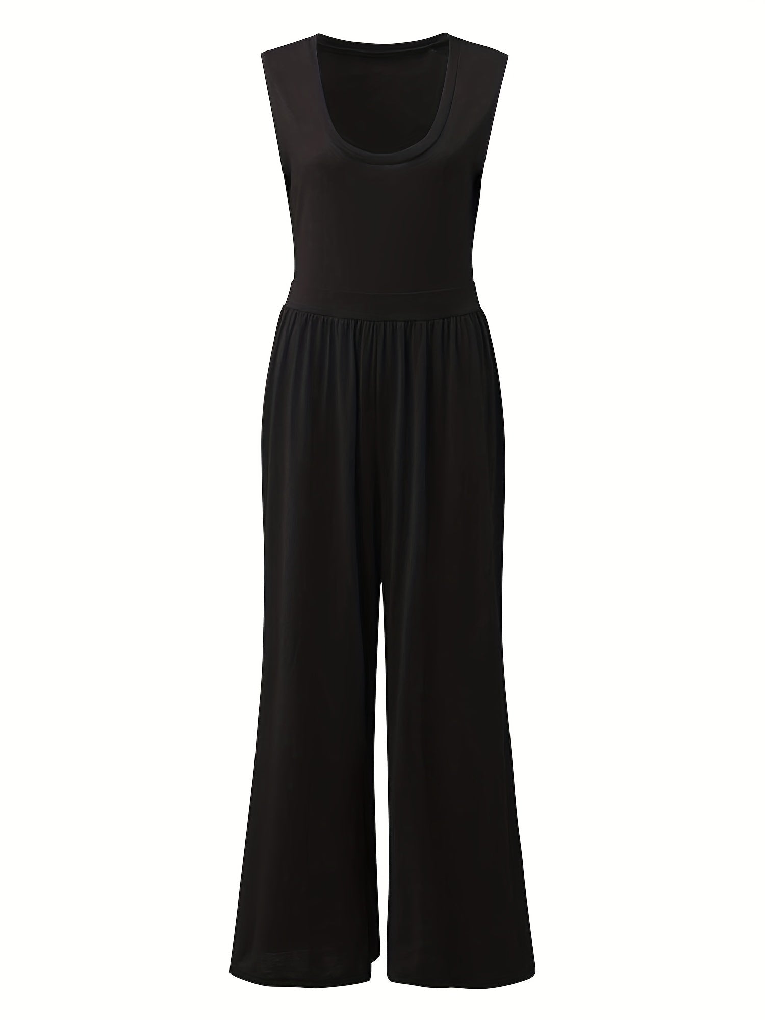 Solid Wide Leg Tank Jumpsuit Casual Sleeveless Jumpsuit