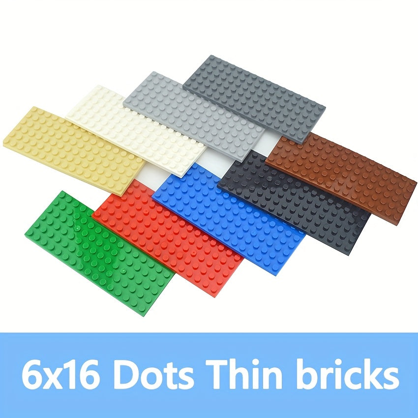 6pcs Thin Bricks 6x16 Building Blocks 3028 Red Yellow