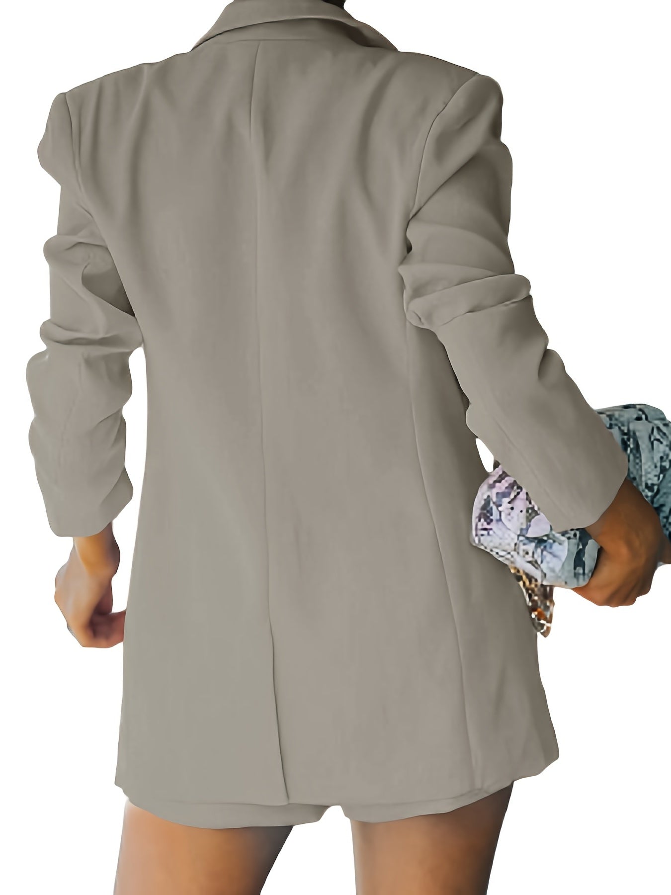 Solid Blazer Casual Long Sleeve Open Front Outerwear With Pocket