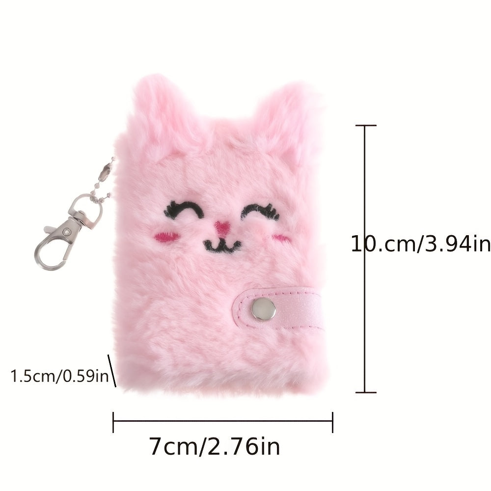 Kids Plush Cat Journal Soft Cover with Ears Keychain Backpack Accessory