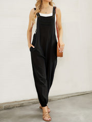 Solid Sleeveless Jumpsuit with Front Pocket