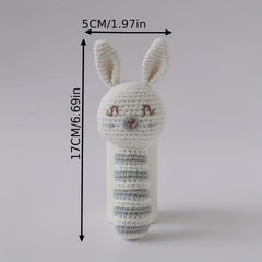 Crochet Rattle Teether Toy Knitted Rabbit Animal Doll with Bell