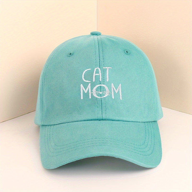 CAT MOM Embroidery Baseball Cap Distressed Woman Sports Hat