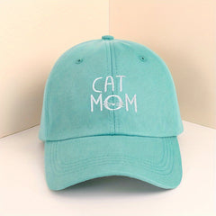 CAT MOM Embroidery Baseball Cap Distressed Woman Sports Hat