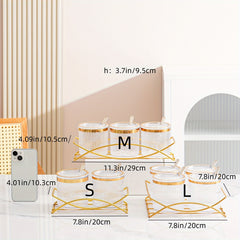 Seasoning Jar Set Metal Tray Spoon Salt Storage Party Wedding