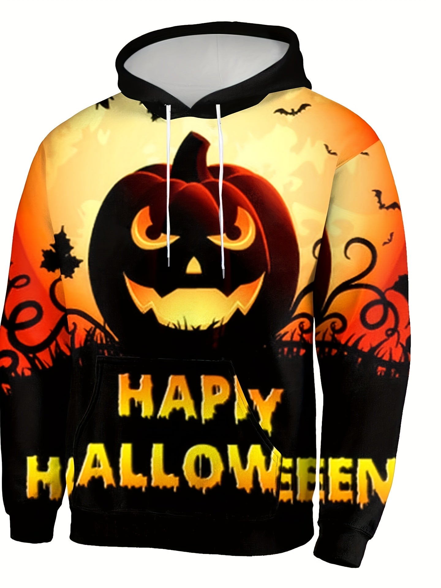Halloween Print Hoodies Men Graphic Sweatshirt Kangaroo Pocket