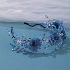 Girl's Vintage Flower Headband with Crystal Beads