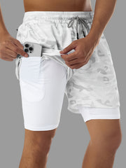 Men's 2 in 1 Double Layer Stretch Sports Shorts
