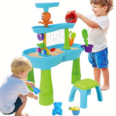 3 Tier Water & Sand Play Table with Slide Ramps & Shelves